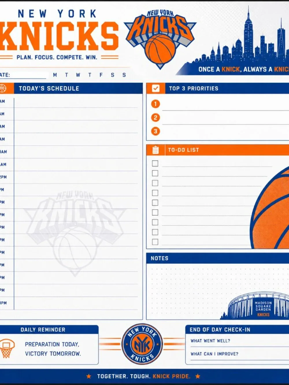 New York Knicks Planner & Notepad Bundle ....Limited Time Only